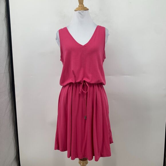 Sweaty Betty Tank Dress Women XS Pink Take It Easy Drop Waist Stretch Tie V Neck - Picture 2 of 16